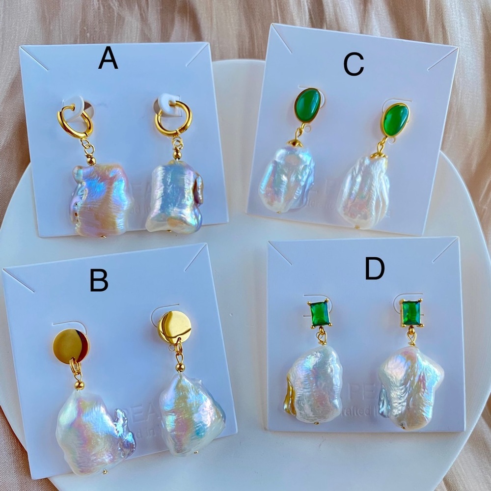 Huge baroque pearl earrings